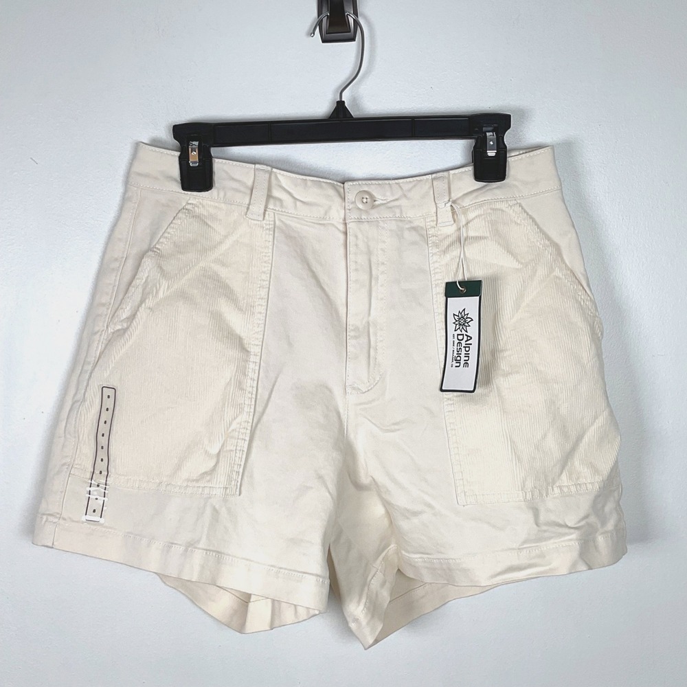 Alpine Design Womens Size 8 Off White Corduroy 5" High-Rise Shorts New with Tags